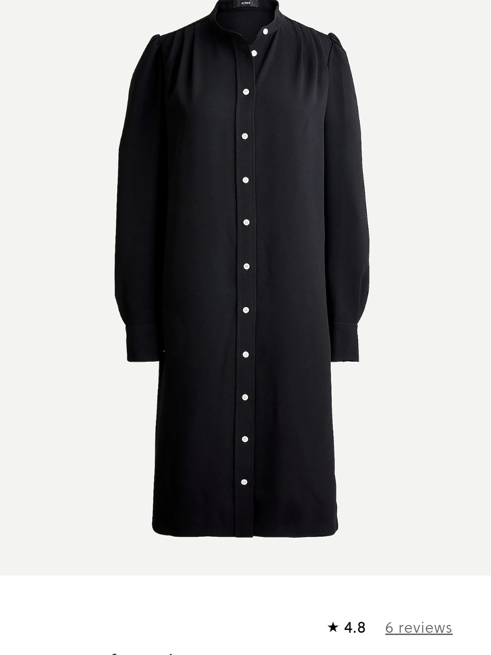 J. Crew Black Button-Front Long Sleeve Shirt Dress
